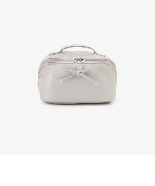 フェイクレザーリボンオープンポーチ