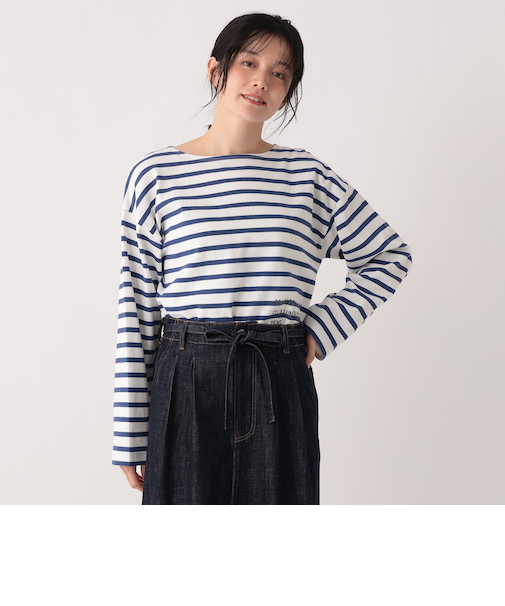 MON JOURNALタイポグラフィープリントボーダープルオーバー