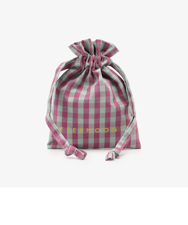 ギンガムチェック巾着ポーチ