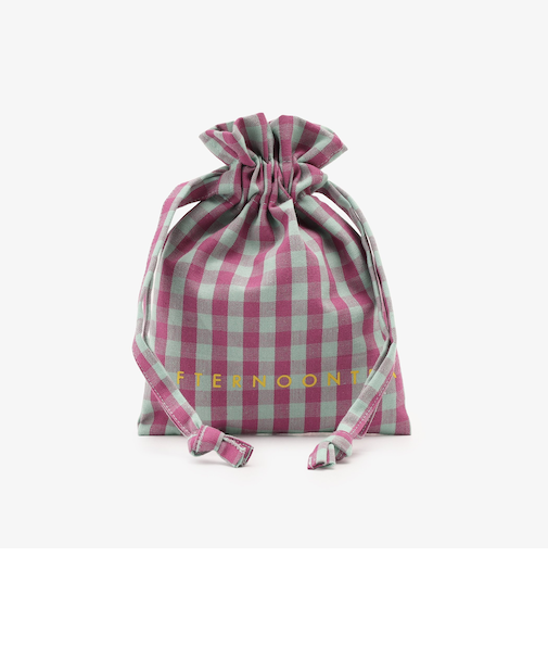 ギンガムチェック巾着ポーチ