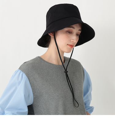 ツバ広UVバケットハット