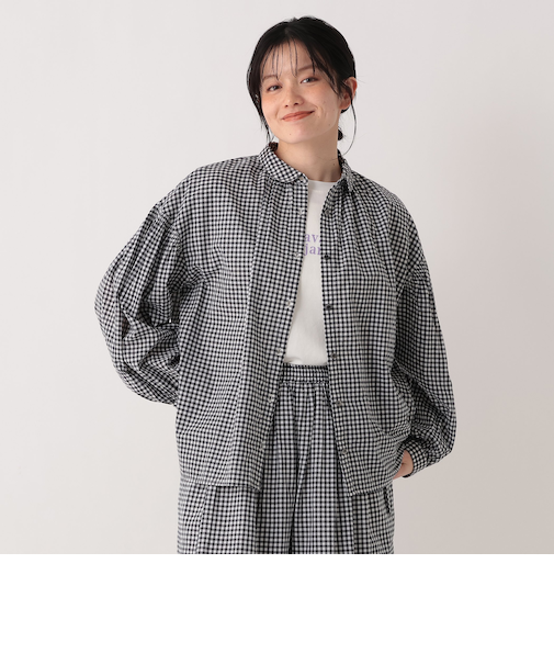 インド綿チェックブラウス
