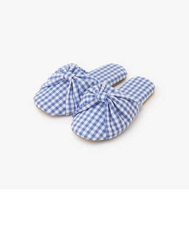 ギンガムチェックリボンルームシューズ