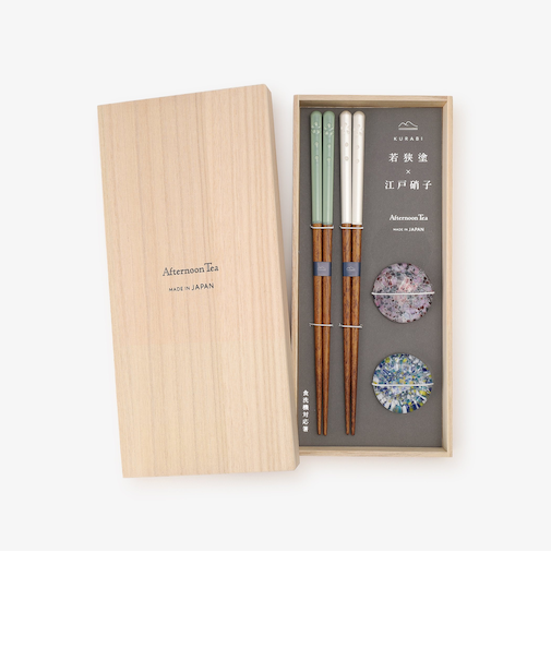 若狭塗抗菌夫婦箸&江戸硝子箸置きセット