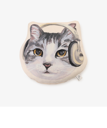 ダイカットクッション/ヘッドフォン/Cat's NapTime