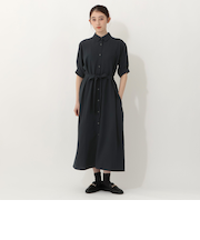 麻調シャツワンピース