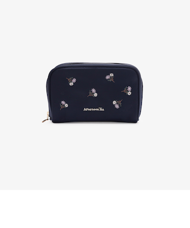 フラワー刺繍仕切り付きポーチ