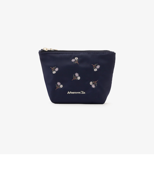 フラワー刺繍舟形ティッシュポーチ