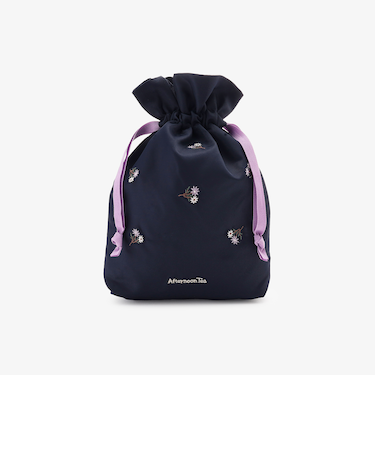 フラワー刺繍巾着ポーチ