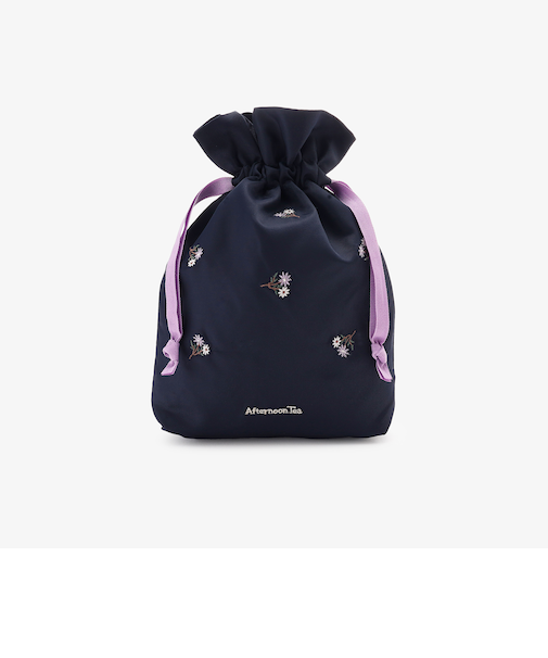 フラワー刺繍巾着ポーチ