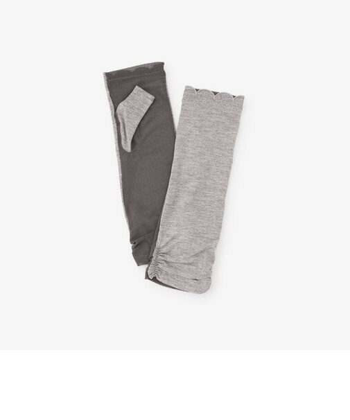 スカラップ刺繍UVアームカバー/ショート/接触冷感