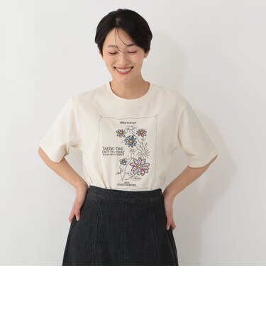 パッチワーク刺繍Tシャツ/リバティプリント