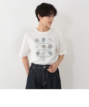 パッチワーク刺繍Tシャツ/リバティプリント