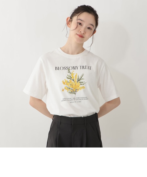 フラワープリントTシャツ/ミモザ｜アフタヌーンティー・リビングの通販