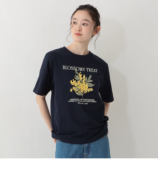 フラワープリントTシャツ/ミモザ