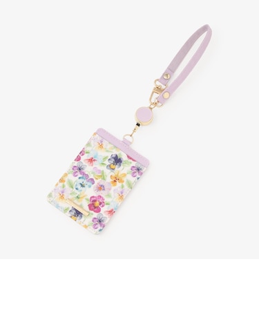 コードリール付きパスケース/リバティプリント