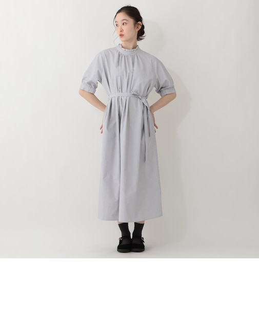 2WAYストライプラクロンフリルワンピース