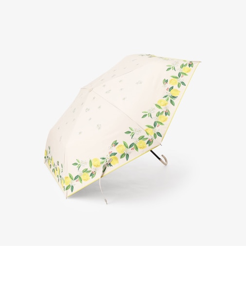 【UVカット率・遮光率100%生地使用】レモン小花晴雨兼用折りたたみ傘 日傘