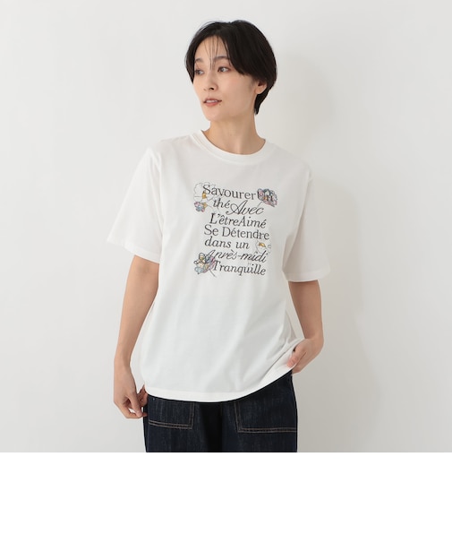パッチワーク刺繍Tシャツ/リバティプリント
