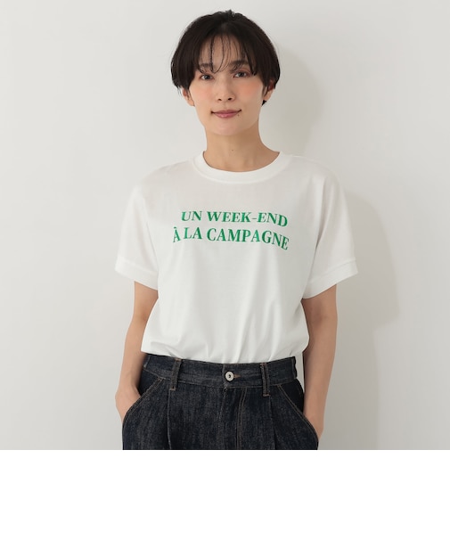 タイポグラフィー刺繍フレンチスリーブTシャツ