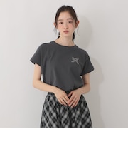 リボン刺繍フレンチスリーブTシャツ