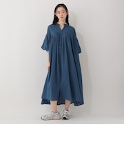 インド製フリルカラーギャザーワンピース