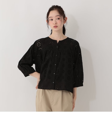 インド製シフリー刺繍キーネックブラウス