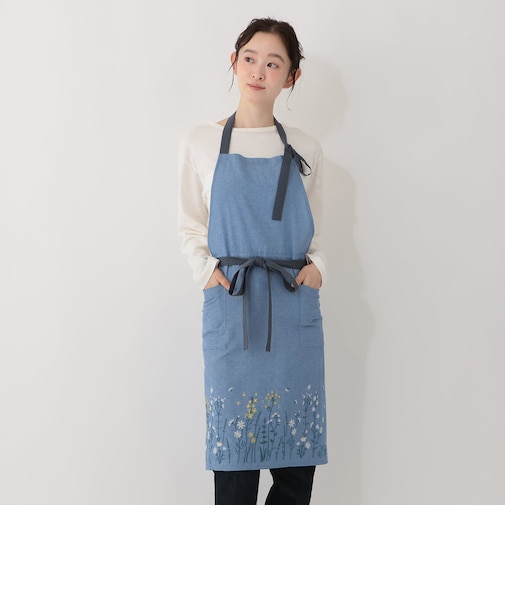 ボタニカル刺繍エプロン