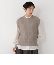【洗える】透かし編みニットベスト
