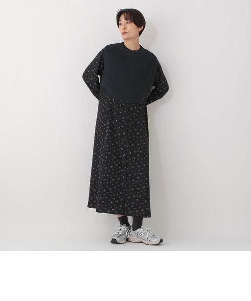 【セットアイテム】ニットベスト&小花柄ワンピース