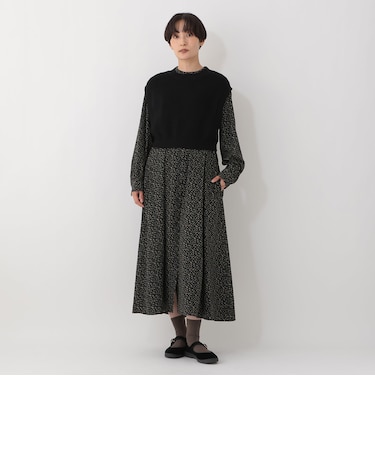 【セットアイテム】ニットベスト&小花柄ワンピース