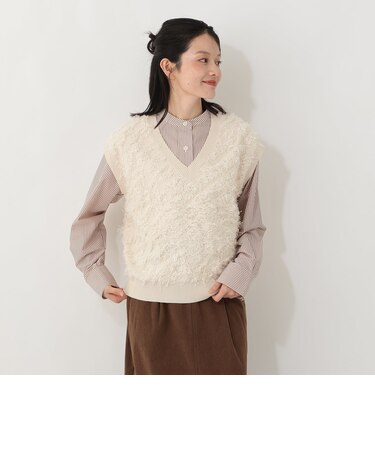 【洗える】フリンジVネックベスト