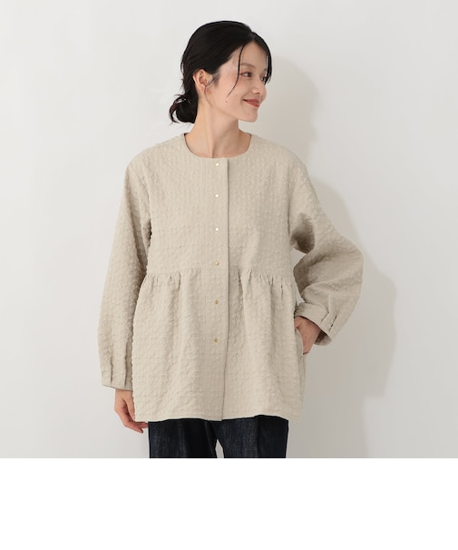 フラワーふくれジャカードペプラムジャケット