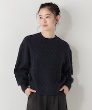 【洗える】ふわふわスフレケーブルニットプルオーバー
