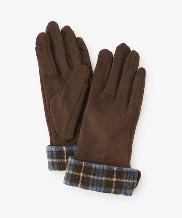 フェイクスエードチェックカフグローブ