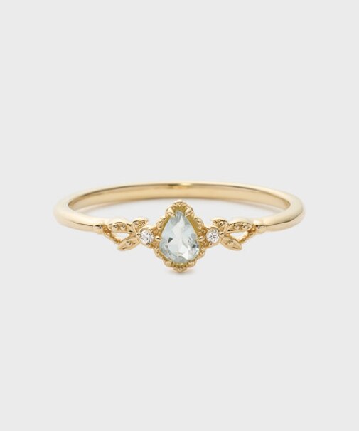 【Pocket Ring】K10アクアマリンリング