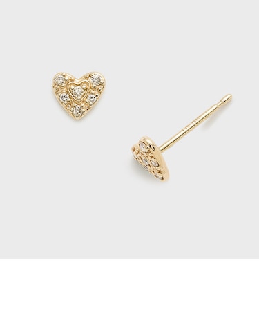 【Tiny Motif】K10ダイヤモンドハートピアス（0.03ct）
