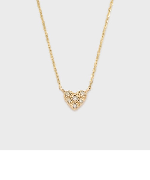 【Tiny Motif】K10ダイヤモンドハートネックレス（0.03ct）