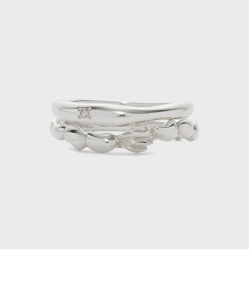 シルバーピンキーリングセット