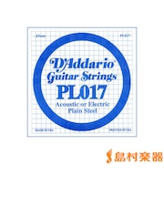 PL017 アコギ/エレキギター兼用弦 Plain Steel 017 【バラ弦1本】