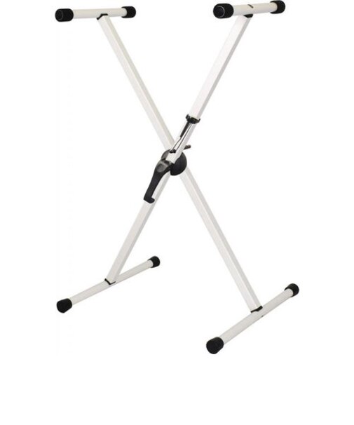 KYBS-S キーボードスタンド 白/ホワイト 高さ無段階調整（ハンドルロック式） スチール製 X型 耐荷重量55kg