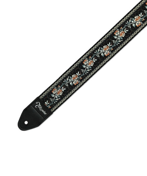 TGS-6 BK ブラック ギターストラップ 日本製 花柄
