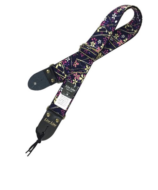 LS2400KSN DBU ギターストラップ 草桜 紺 和風