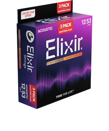 11052 3セット BonusPack ライト 12-53 80/20ブロンズ NANOWEB 特別価格3セットパック コーティング弦 ナノウェブ