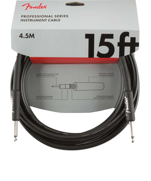 Professional Series Instrument Cable Straight/Straight 15' Black シールド 約4.5m ストレー