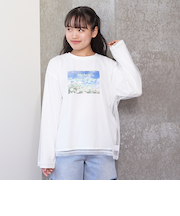 チュールレイヤードルーズ長袖Tシャツ