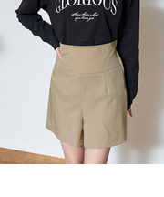 ハイウエストバックレースアップショートパンツ