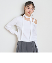 【DHOLIC】ボウタイつき長Tシャツ