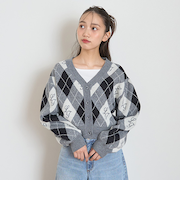【洗える】アーガイルカーディガンインナーセット