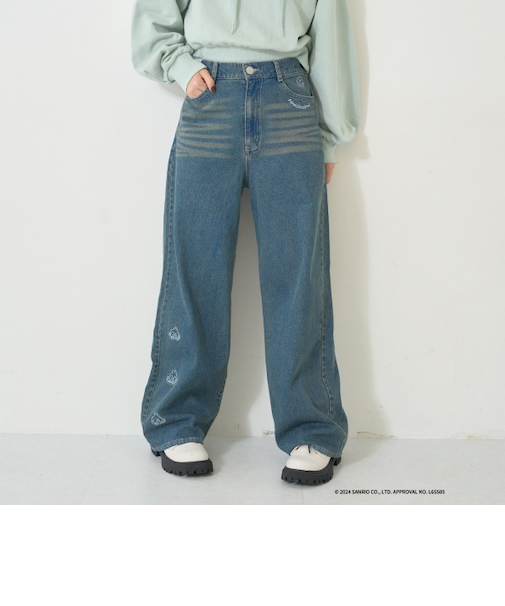 【サンリオキャラクターズ】刺しゅうデニムパンツ
